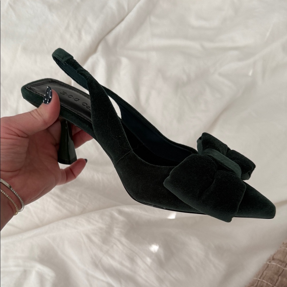 Vici Dark Green Velvet Slingback Heels